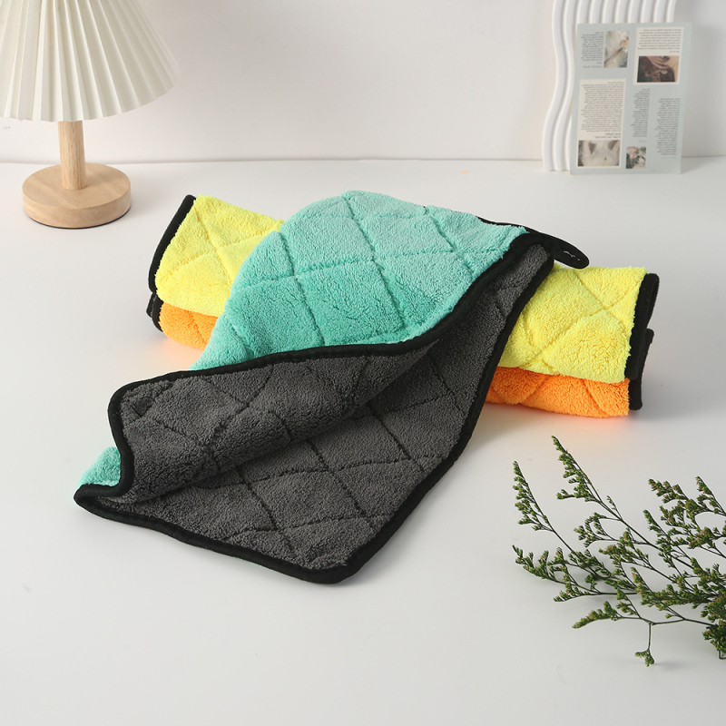 Krpa za čišćenje automobila od coral fleeca, s prešivanim mrežastim uzorkom, debela, visoka apsorpcija, bez dlačica, 40×40 cm