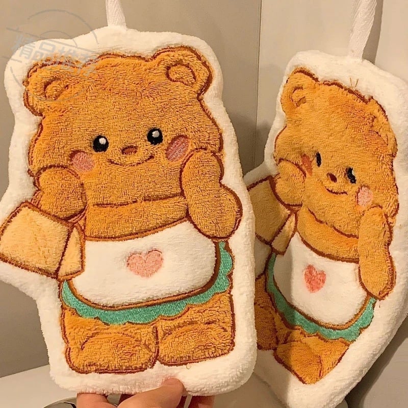 Butter Bear висяща хавлия за ръце за кухня и баня, абсорбираща бързосъхнеща, малка хавлия за деца, дебел плат