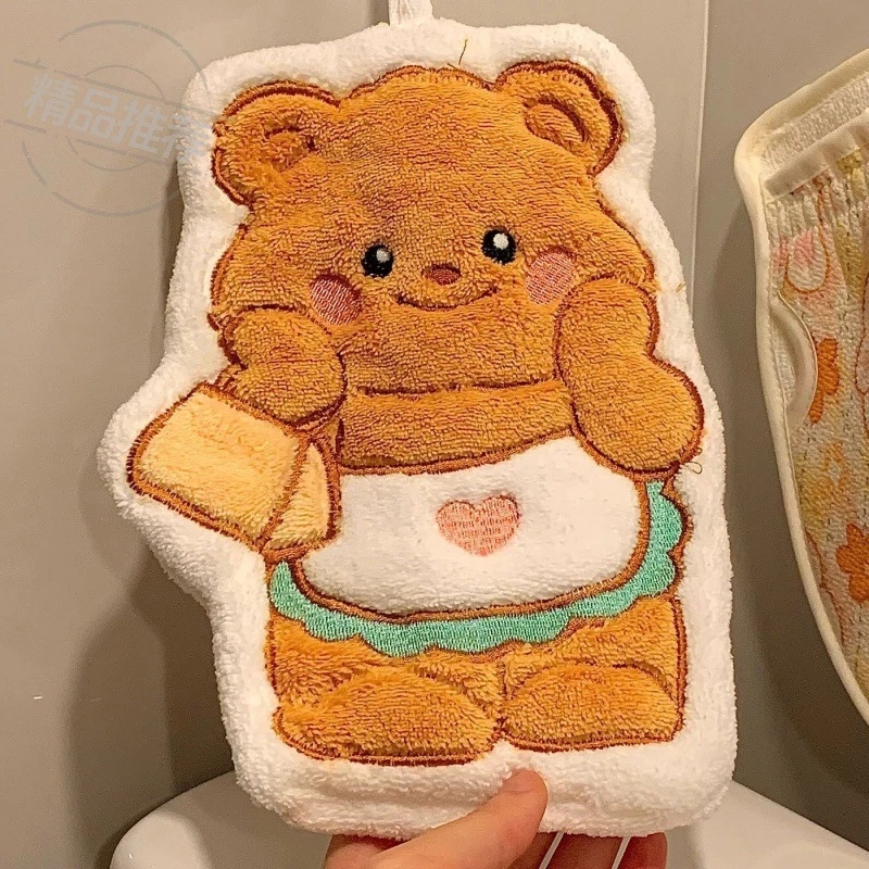Butter Bear висяща хавлия за ръце за кухня и баня, абсорбираща бързосъхнеща, малка хавлия за деца, дебел плат