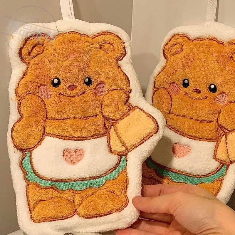Butter Bear висяща хавлия за ръце за кухня и баня, абсорбираща бързосъхнеща, малка хавлия за деца, дебел плат