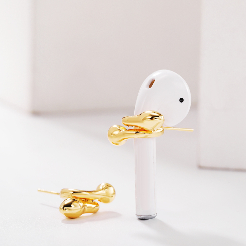AirPods naušnice protiv gubitka, 925 srebrna igla, INS stil zmijskog omotača za bežične slušalice