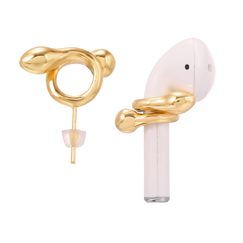 AirPods naušnice protiv gubitka, 925 srebrna igla, INS stil zmijskog omotača za bežične slušalice