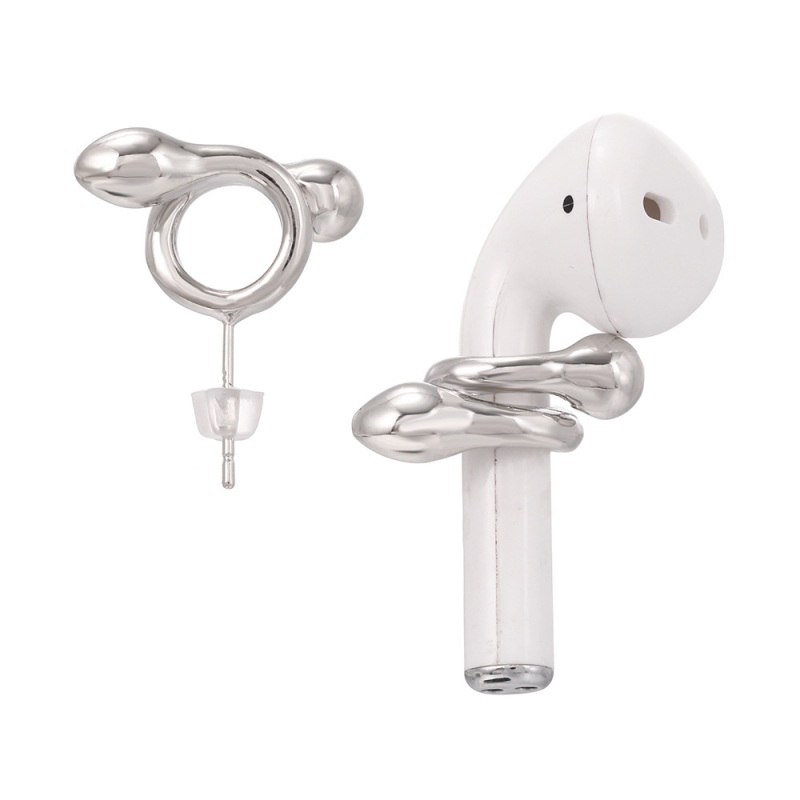 AirPods naušnice protiv gubitka, 925 srebrna igla, INS stil zmijskog omotača za bežične slušalice