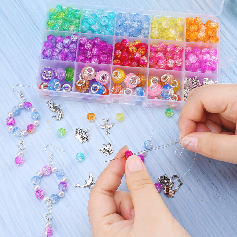 Set akrilnih perlica s puknućim uzorkom, 15 pretinica, za izradu naušnica i narukvica DIY nakit