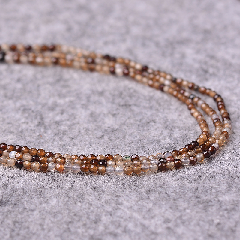 Mingdu Crystal Агат с кафени ивици, фасетирани полуготови мъниста, 2–4 мм