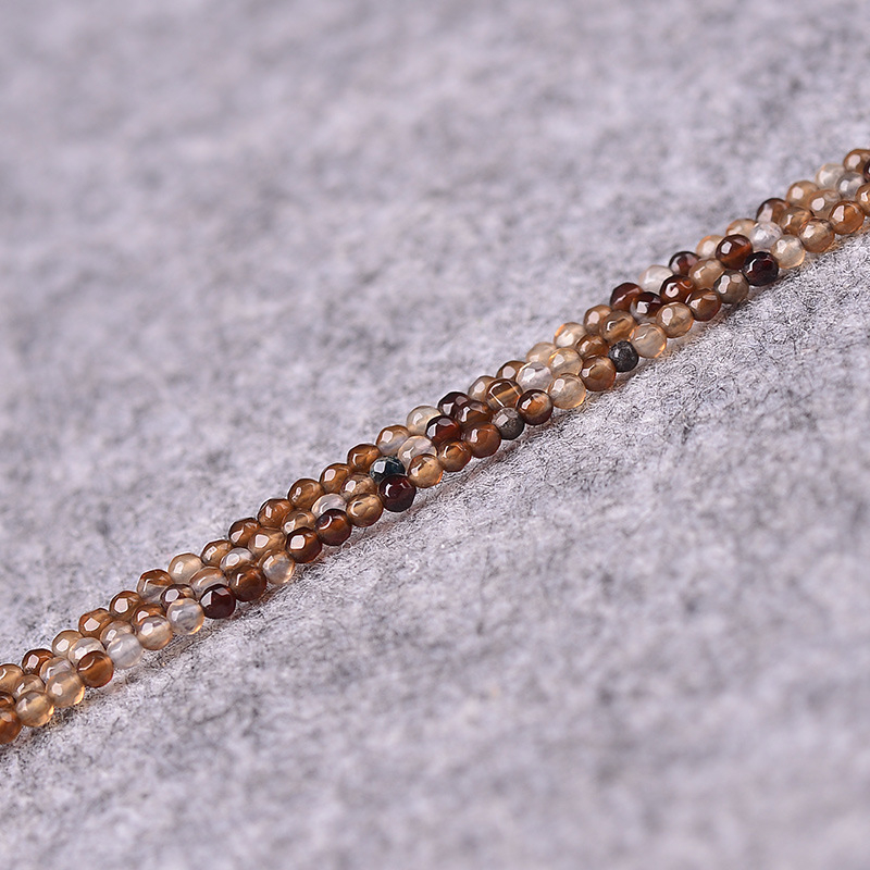 Mingdu Crystal Агат с кафени ивици, фасетирани полуготови мъниста, 2–4 мм