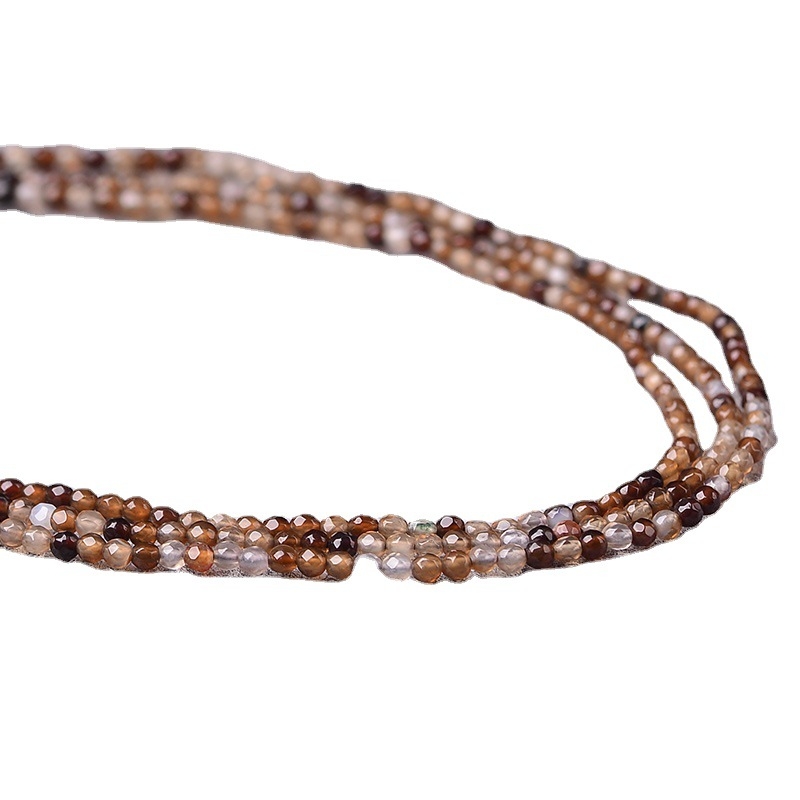 Mingdu Crystal Агат с кафени ивици, фасетирани полуготови мъниста, 2–4 мм