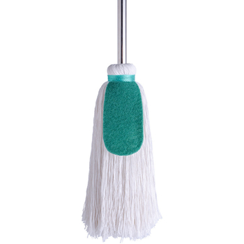 Starinski mop za pod s šipkom od nehrđajućeg čelika, ručno izrađen, s pamuknim nitima, otporan i tradicionalan dizajn.