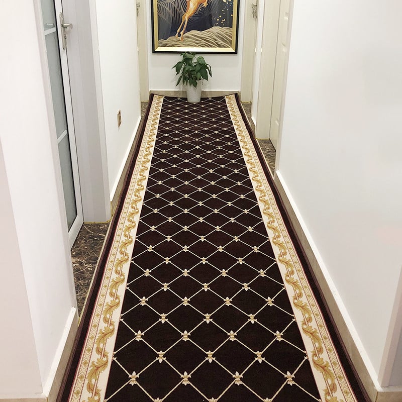 Χαλί Jacquard για διαδρόμους ξενοδοχείων, μακρύ λωρίδα για οικιακή χρήση σε σαλόνι και κρεβατοκάμαρα, αντιολισθητικό χαλάκι εισόδου με πλήρη κάλυψη, προσαρμοζόμενο μέγεθος