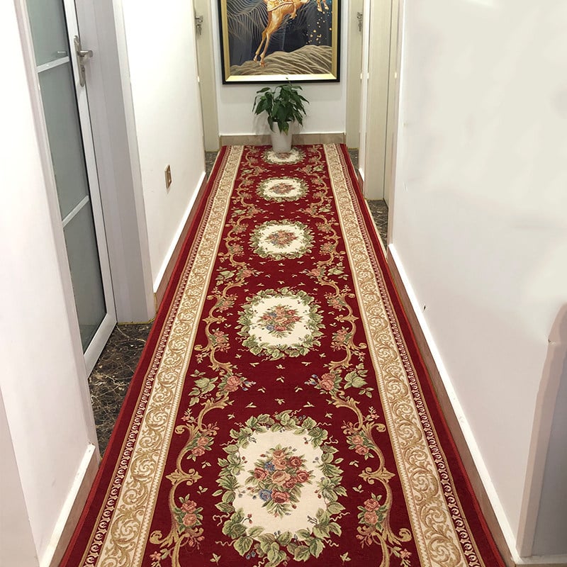Χαλί Jacquard για διαδρόμους ξενοδοχείων, μακρύ λωρίδα για οικιακή χρήση σε σαλόνι και κρεβατοκάμαρα, αντιολισθητικό χαλάκι εισόδου με πλήρη κάλυψη, προσαρμοζόμενο μέγεθος