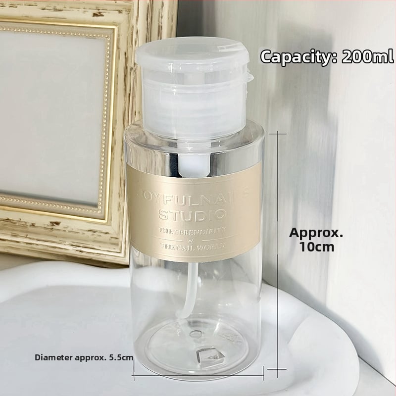 Priehľadná fľaša s pumpou na odstraňovanie laku na nechty, 200 ml, japonský štýl, prenosná fľaša