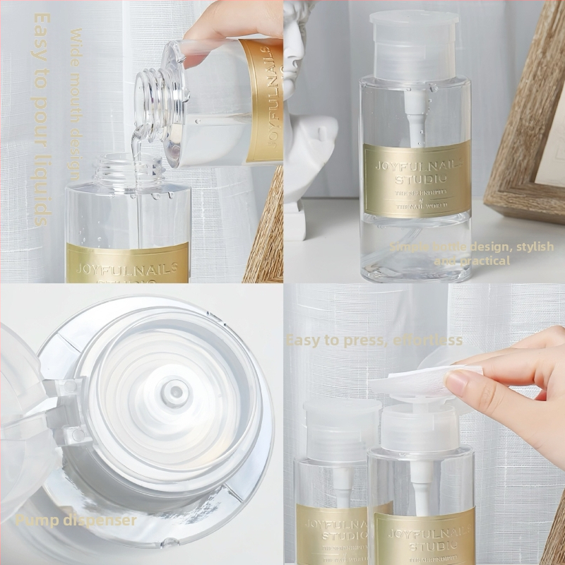Priehľadná fľaša s pumpou na odstraňovanie laku na nechty, 200 ml, japonský štýl, prenosná fľaša