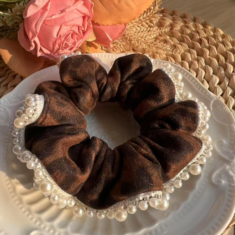 Leopard uzorak čipke, ručno izrađena gumica za kosu, elastična, modni dodatak