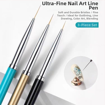 Sada 3 nástrojov na nail art – kovová tyč na kreslenie na nechtoch