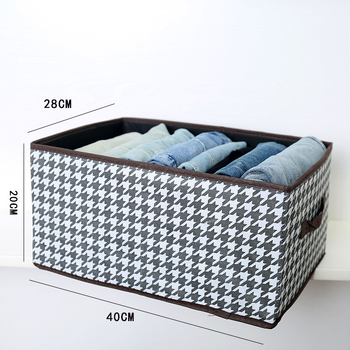 Kutija za odlaganje odjeće s uzorkom houndstooth, sklopiva i slagiva, 23L, 40×28×20 cm