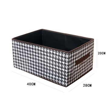Kutija za odlaganje odjeće s uzorkom houndstooth, sklopiva i slagiva, 23L, 40×28×20 cm