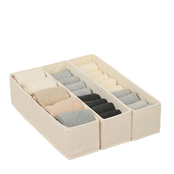 Kutija za pohranu čarapa i donjeg rublja u ladice stilu, tkanina pamuk-lan, bez podjela, bez poklopca, kompaktne veličine 35×10×10 cm