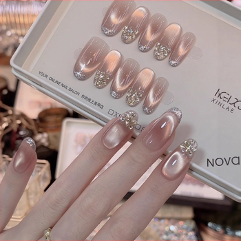 No Regrets: Ručno izrađeni nokti za nošenje s cat-eye efektom, luksuzni gel nokti, set od 10 komada