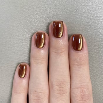Jesen-zimski smeđi Cat Eye nokti, jednobojni kratki kvadratni umjetni nokti