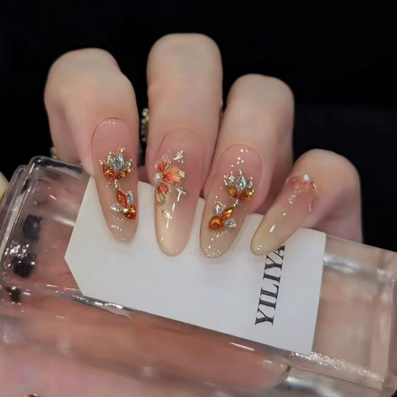 Good Luck Koi ručno izrađeni nokti za nanošenje, kineski stil luksuzni manikjur, nokti s efektom cat-eye, dugi nokti za jesen i zimu