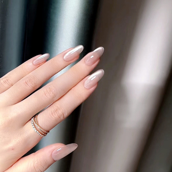 S71 Nude cat-eye naljepnice za nokte – vrhunske lažne nokte, suptilan sjaj i elegantna manikura