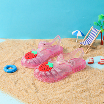 Dječje sandale od PVC s prozirnim gel-potplatom, kristali princeze, crtani dizajn za plažu, rimski stil