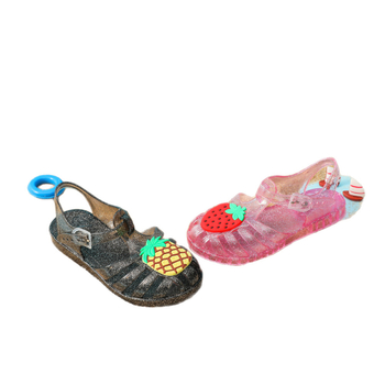 Dječje sandale od PVC s prozirnim gel-potplatom, kristali princeze, crtani dizajn za plažu, rimski stil