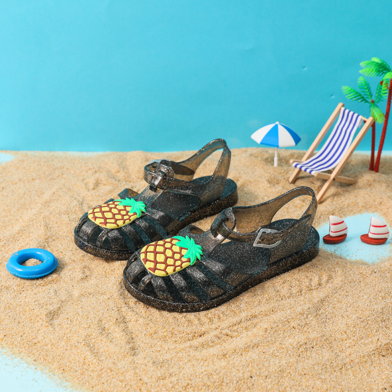 Dječje sandale od PVC s prozirnim gel-potplatom, kristali princeze, crtani dizajn za plažu, rimski stil