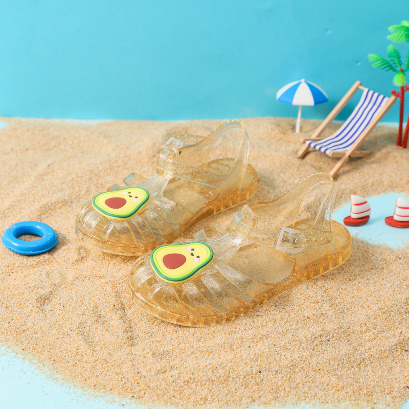 Dječje sandale od PVC s prozirnim gel-potplatom, kristali princeze, crtani dizajn za plažu, rimski stil