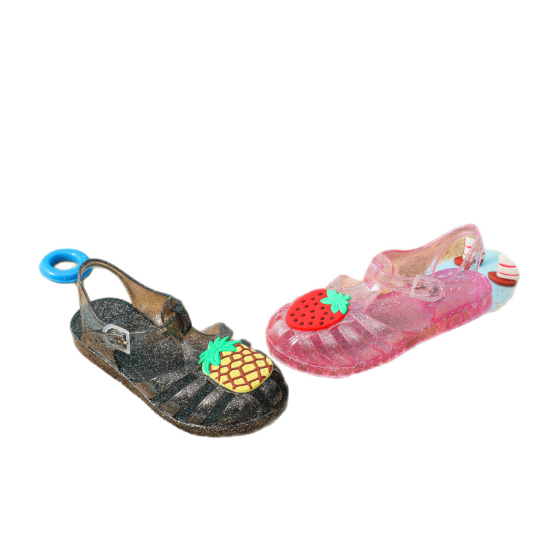 Dječje sandale od PVC s prozirnim gel-potplatom, kristali princeze, crtani dizajn za plažu, rimski stil