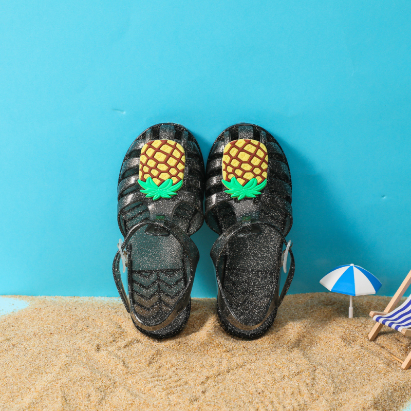 Dječje sandale od PVC s prozirnim gel-potplatom, kristali princeze, crtani dizajn za plažu, rimski stil