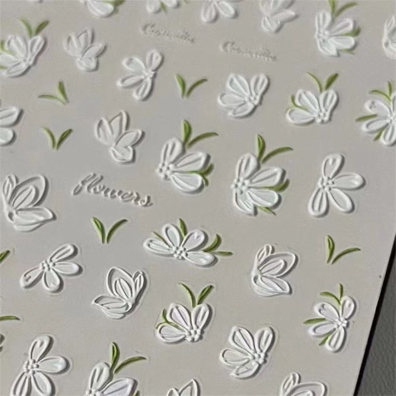 Φρέσκια καμέλια DIY ανάγλυφα αυτοκόλλητα τέχνης νυχιών, κορεατικού στυλ, γλυκά αυτοκόλλητα νυχιών, αδιάβροχα