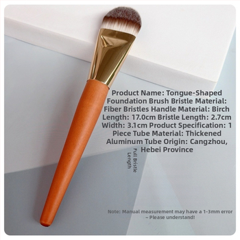 Ultra tenká štetka na make-up s rozšíreným jazykovitým tvarom, plochou hlavou a mäkkými vláknami, pre tekutý make-up a BB krém, bez hrudiek