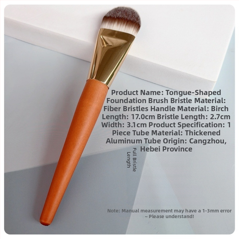 Ultra tenká štetka na make-up s rozšíreným jazykovitým tvarom, plochou hlavou a mäkkými vláknami, pre tekutý make-up a BB krém, bez hrudiek