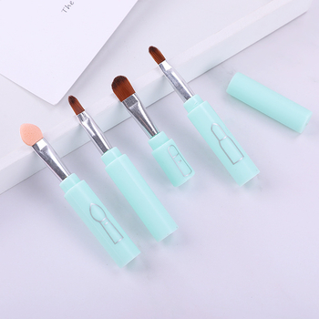 Sada 4 štetcov na make-up s hubkovými končenkami: štetce na očné tiene, púder, obočie, make-up a lícenka