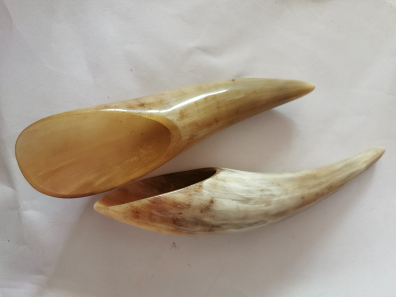 Gua sha cijev od roga duljine preko 20 cm, s raznim pločama za gua sha i rogovim češljem