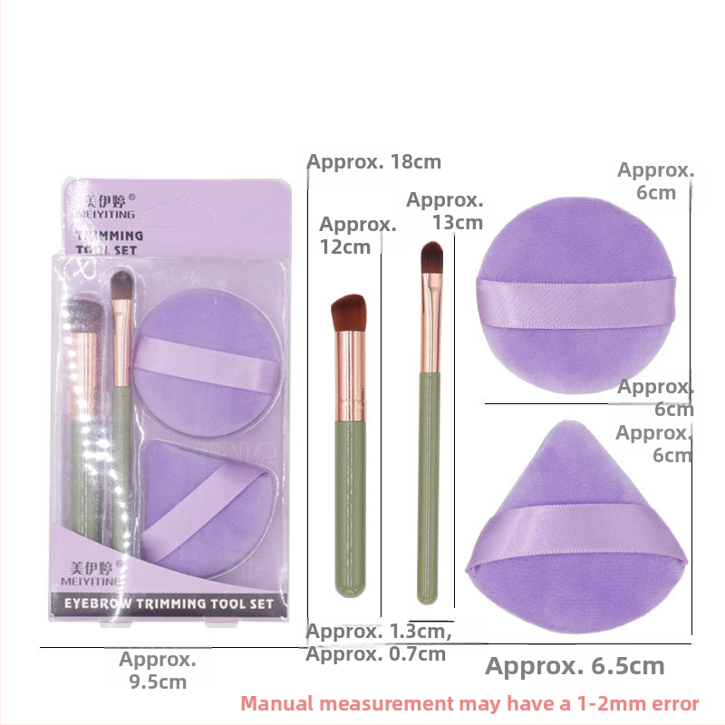 Kreatívna sada štetcov na make-up s púderovou hubkou pre začiatočníkov — obsahuje púderovú hubku, štetec na líca, uhlový štetec na rozjasňovač, štetec na pery