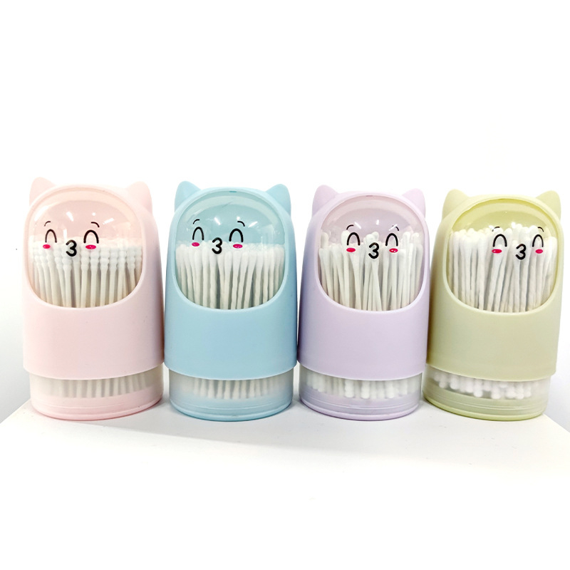 Bebine pamukane štapiće s crtić dizajnom za bebe, dvostrano tanke, jednokratne, pakiranje s malom glavom za čišćenje ušiju