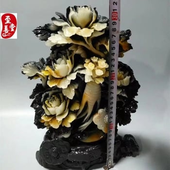 Dushan jade ginseng Ruyi ukras — Ručno izrađena skulptura od Furong kamena za dom i ured, dar za useljenje