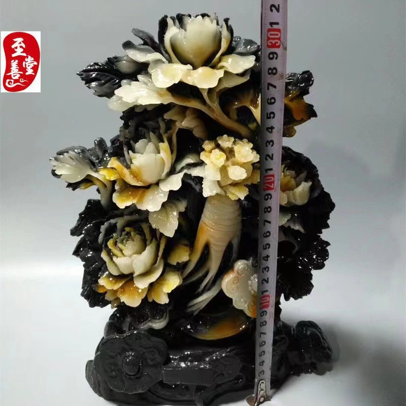 Dushan jade ginseng Ruyi ukras — Ručno izrađena skulptura od Furong kamena za dom i ured, dar za useljenje