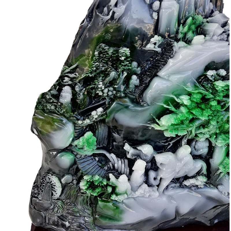 Jade ukras na Putu svile – skulptura od kamena Dushan Furong, ručna izrada, za dom i ured, poklon za useljenje