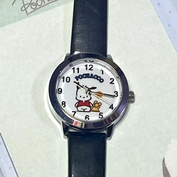 Detské hodinky Cartoon Pacha Dog s puzdrom zliatiny, remienok z imitovanej kože, okrúhly svietiaci ciferník, quartz pohon pre dievčatá