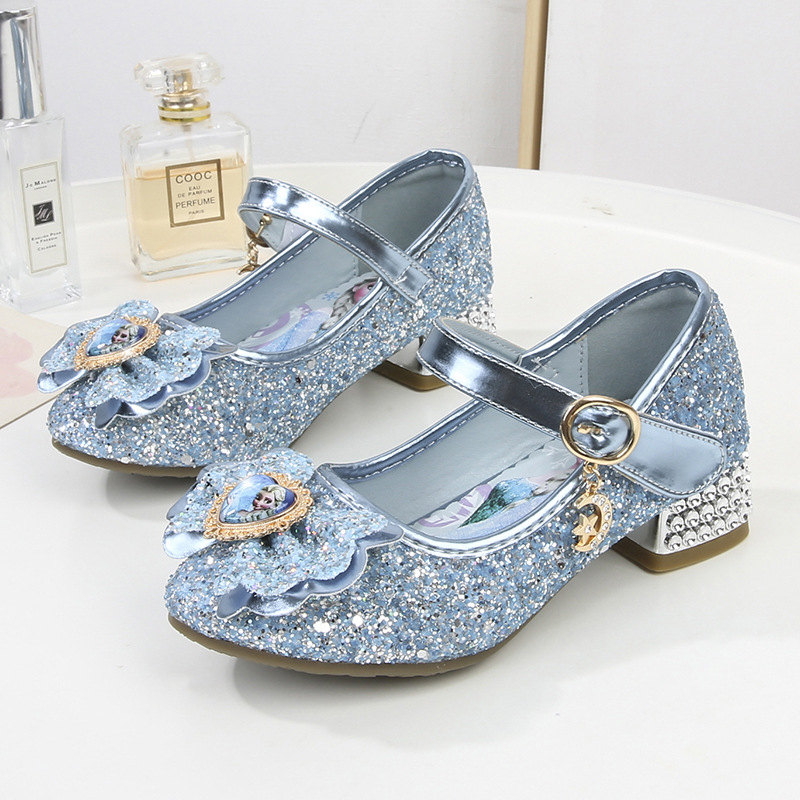 Dječje kožne tenisice za djevojčice, 2025 novi model Elsa princeza iz Frozen, rhinestones i šljokice, Velcro kopčanje