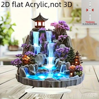2D ravni akrilni stolni ukras s tekućom vodom i Feng Shui kolom za dnevni boravak