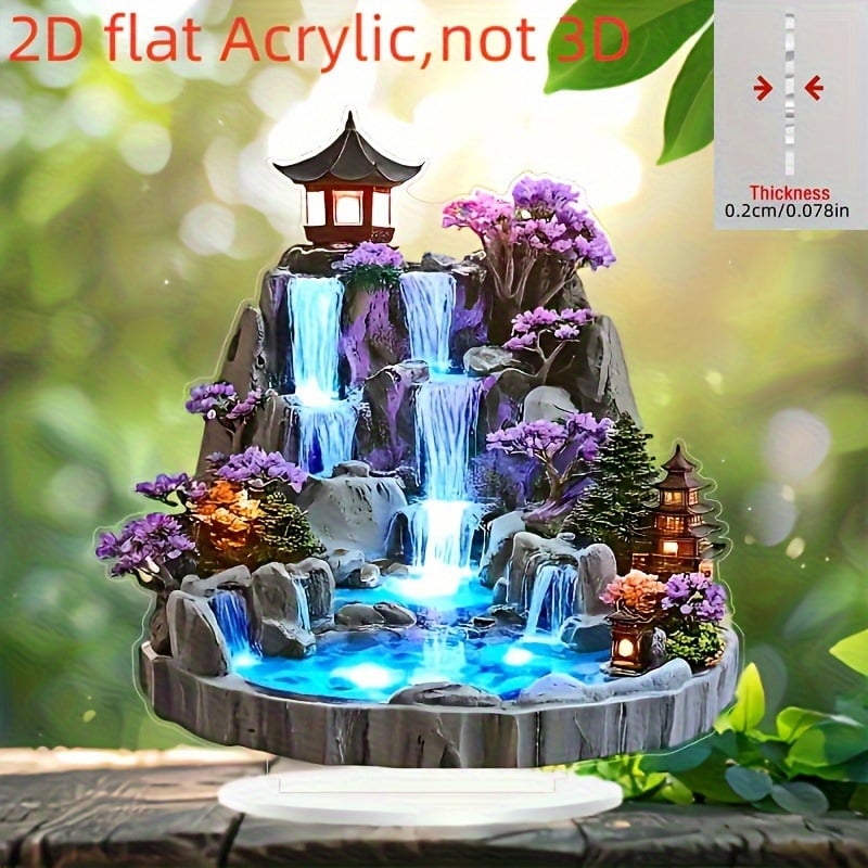 2D ravni akrilni stolni ukras s tekućom vodom i Feng Shui kolom za dnevni boravak