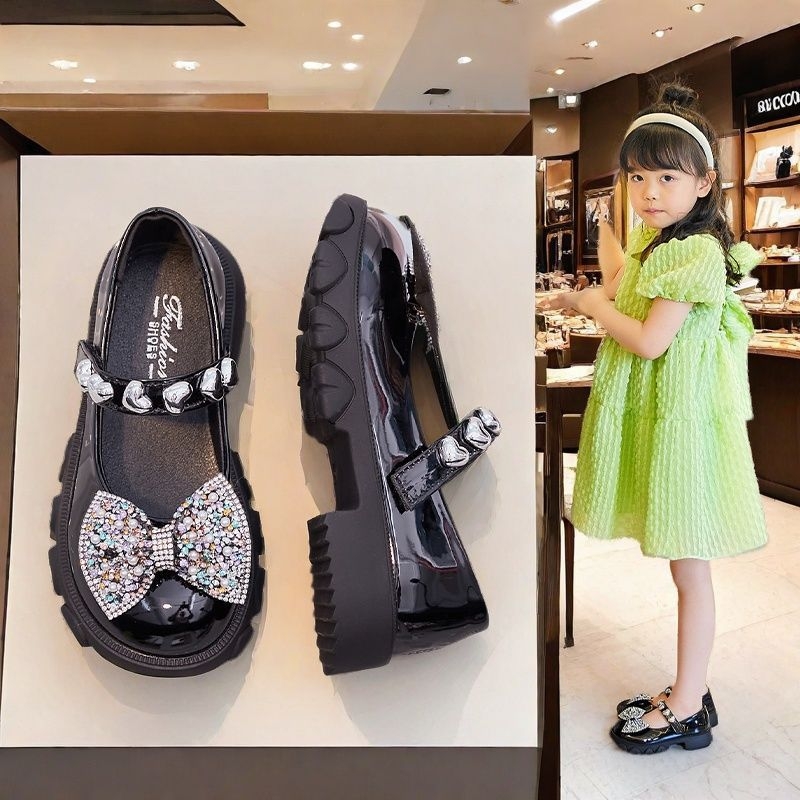Dječje kožne cipele s Velcro kopčom, školski stil princeza, za ples i svakodnevnu udobnost