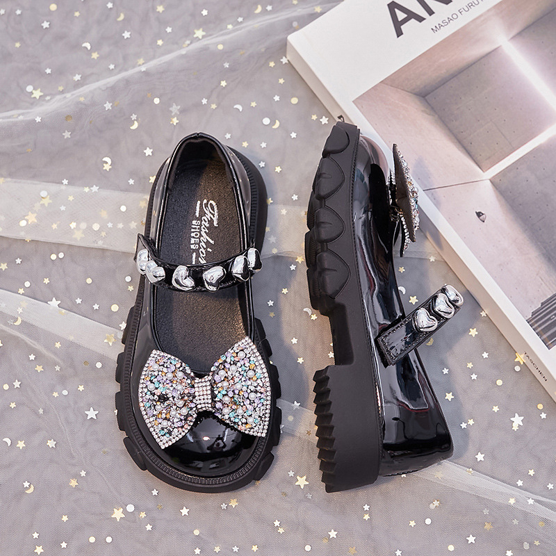 Dječje kožne cipele s Velcro kopčom, školski stil princeza, za ples i svakodnevnu udobnost
