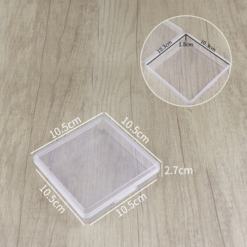 Prozirna PP plastična kutija za male dijelove, perle i dodatke — kutija za skladištenje i izlaganje, dimenzije 10,5×10,5×2,7 cm