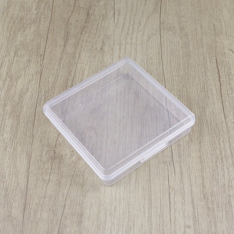 Prozirna PP plastična kutija za male dijelove, perle i dodatke — kutija za skladištenje i izlaganje, dimenzije 10,5×10,5×2,7 cm