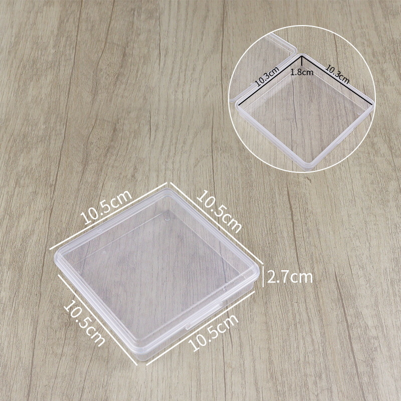 Prozirna PP plastična kutija za male dijelove, perle i dodatke — kutija za skladištenje i izlaganje, dimenzije 10,5×10,5×2,7 cm
